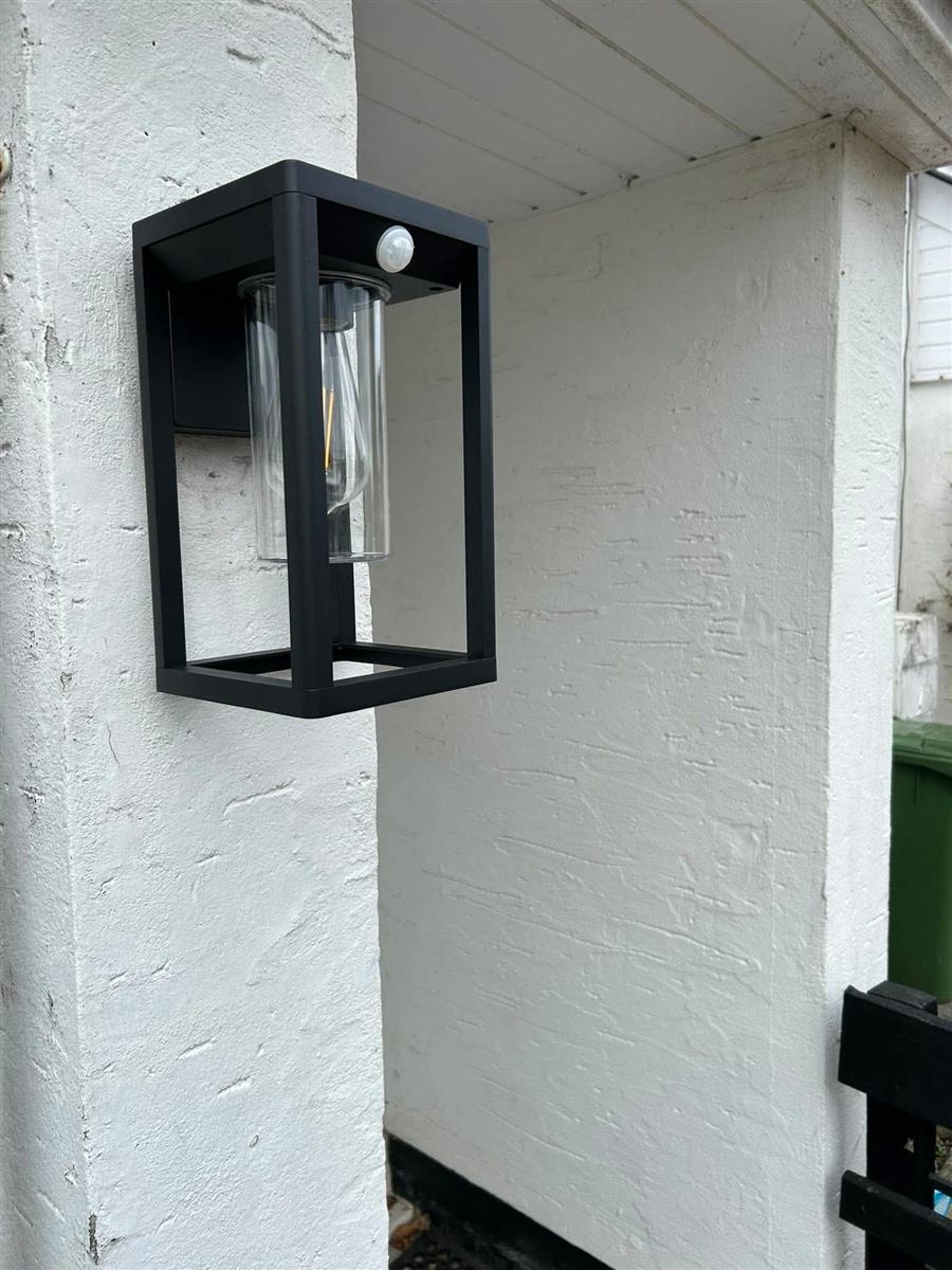 Outdoor wall light switched on